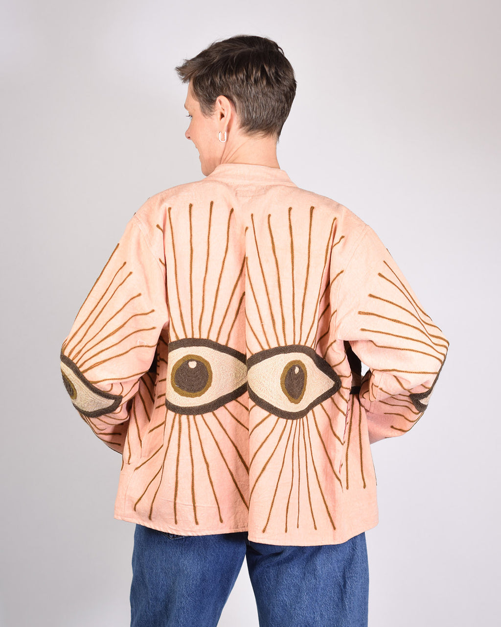 Lightweight Evil Eye Canvas Embroidered Jacket - 03 image 2