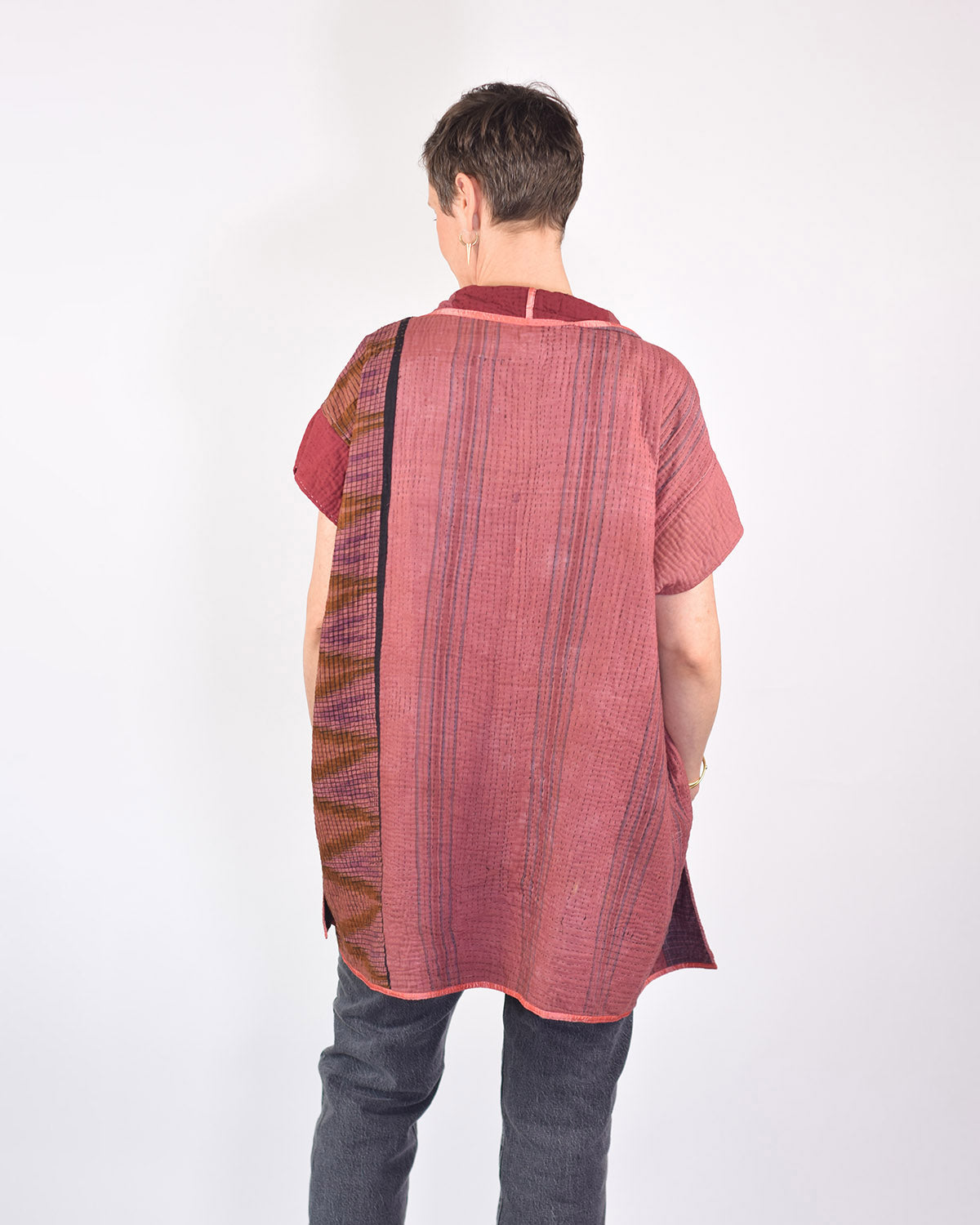 Maddie Cape - Reversible Jacket/Vest - Repurposed Kantha Quilts -04 image 7