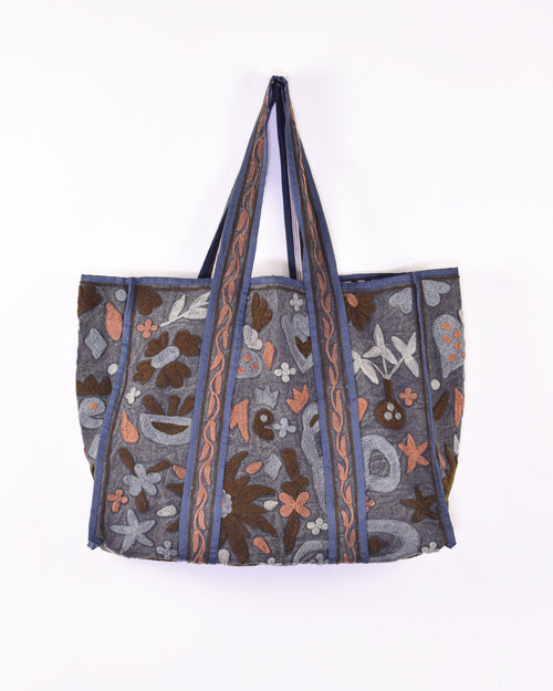 Canvas Suzani Embroidered Oversized Tote Bag - 15 image 0
