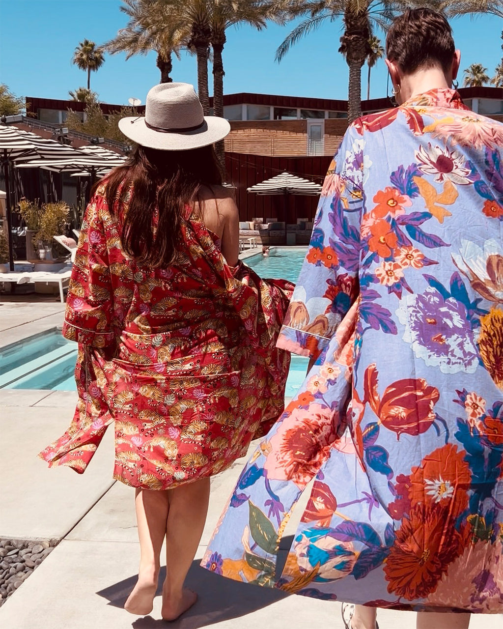 Lightweight Cotton Robe / Kimono - Sleeping Tigers Red image 2
