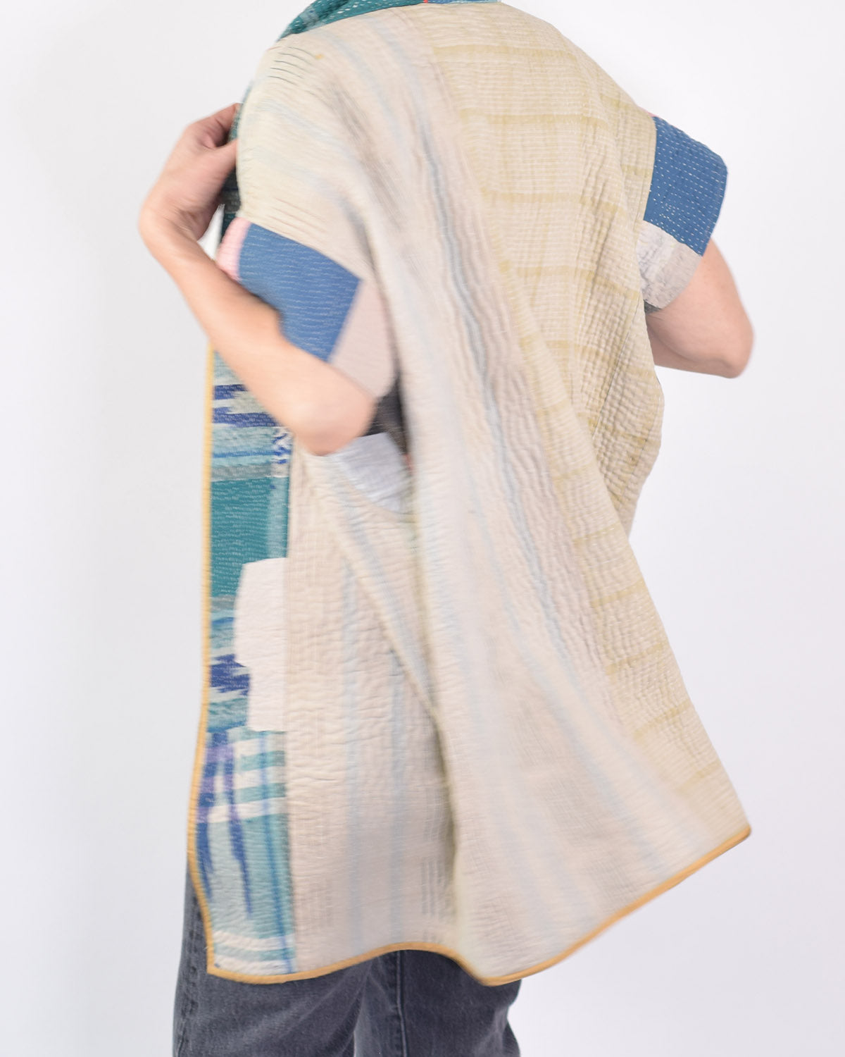 Maddie Cape - Reversible Jacket/Vest - Repurposed Kantha Quilts -02 image 10