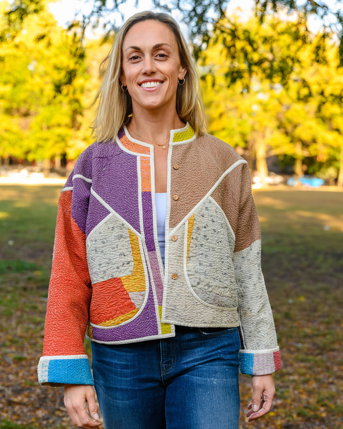 Sofie Quilted Reversible Patchwork Kantha Jacket -16 image 0