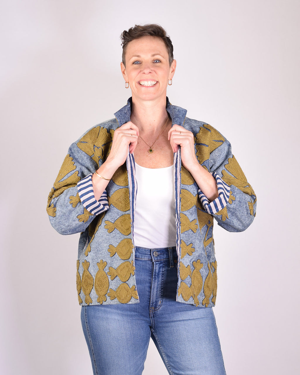 Denim Suzani Embroidered Jacket - 04 image 1