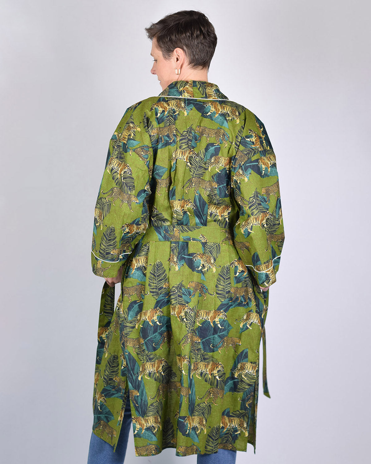 Lightweight Cotton Robe / Kimono - Emerald Safari image 6