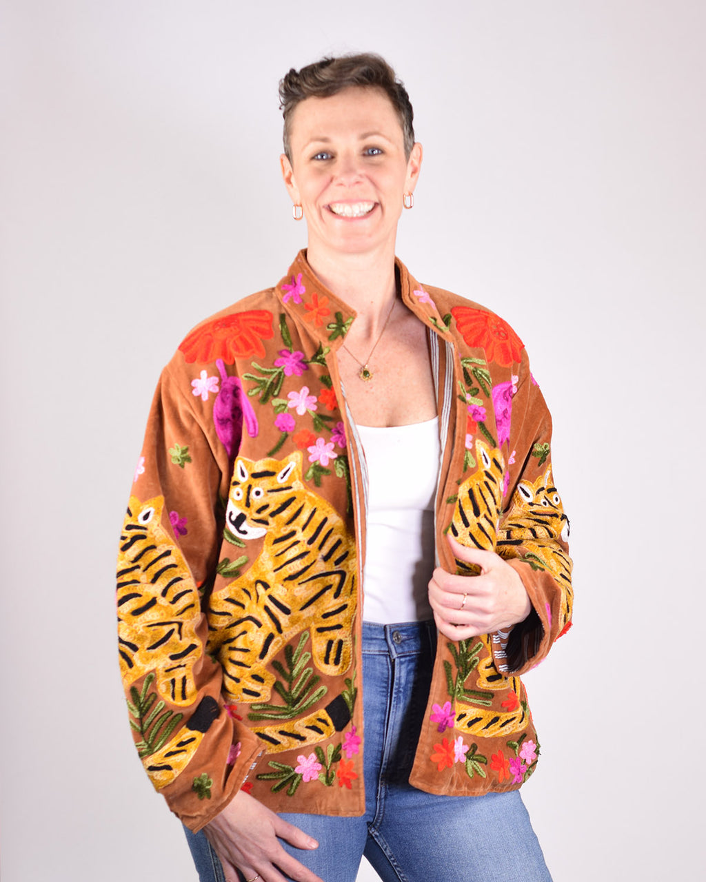 Tiger Tribe Embroidered Velvet Jacket - 03 image 2