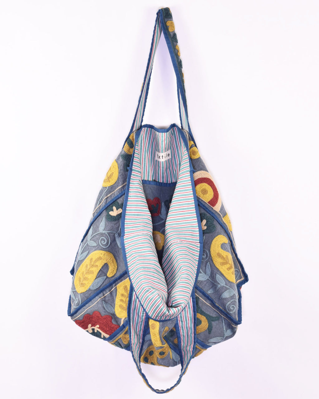 Canvas Suzani Embroidered Oversized Tote Bag - 08 image 1