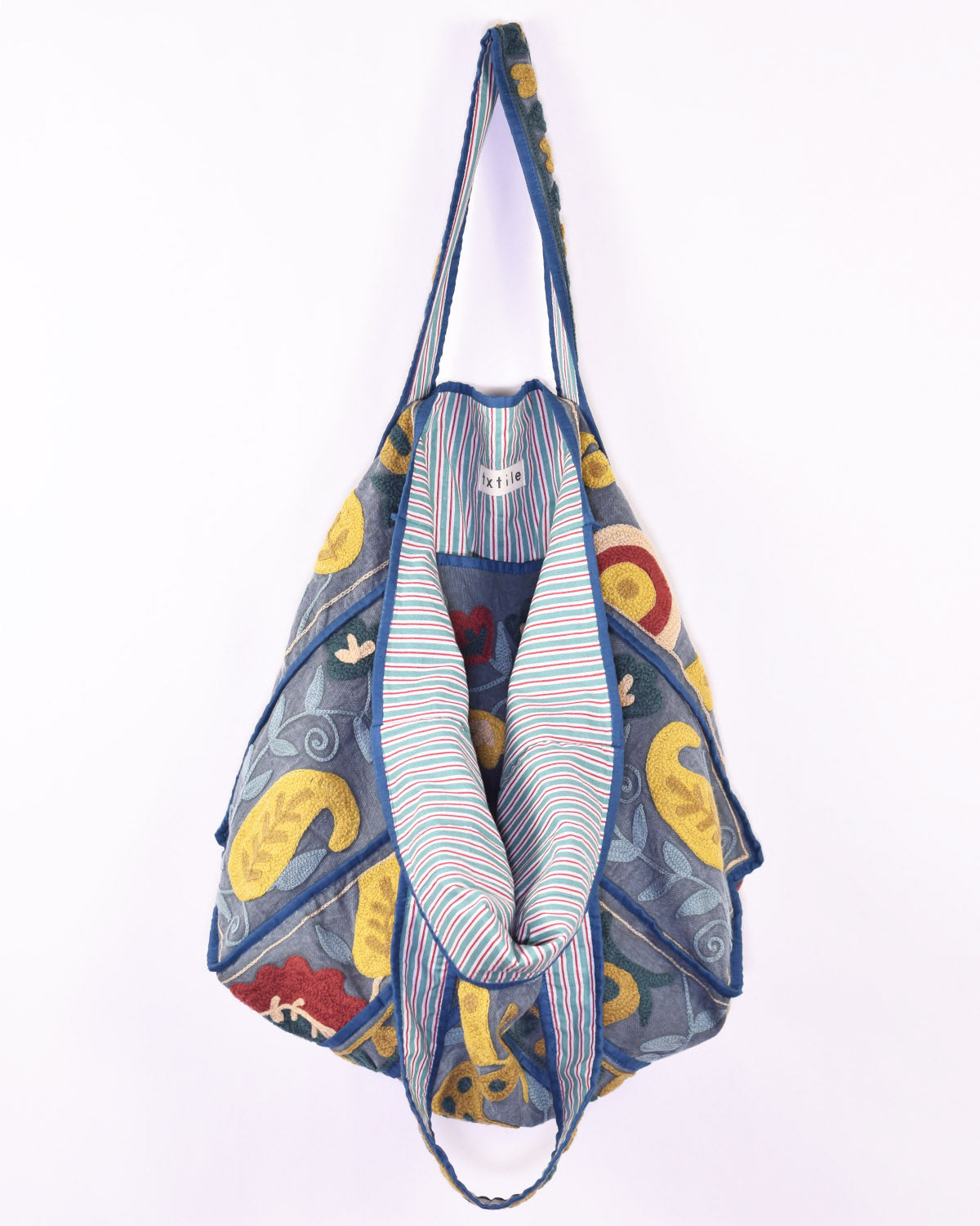 Canvas Suzani Embroidered Oversized Tote Bag - 08 image 1