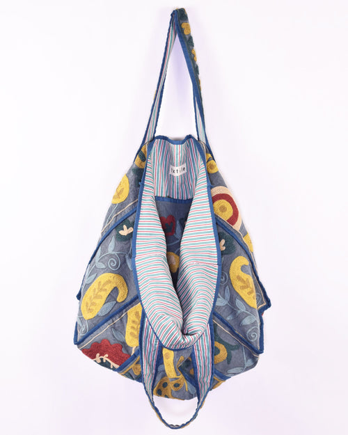 Canvas Suzani Embroidered Oversized Tote Bag - 08 image 1