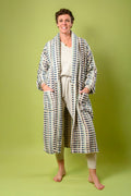 Organic Turkish Cotton Plush Terry Cloth Robe - Light Checkered image 0