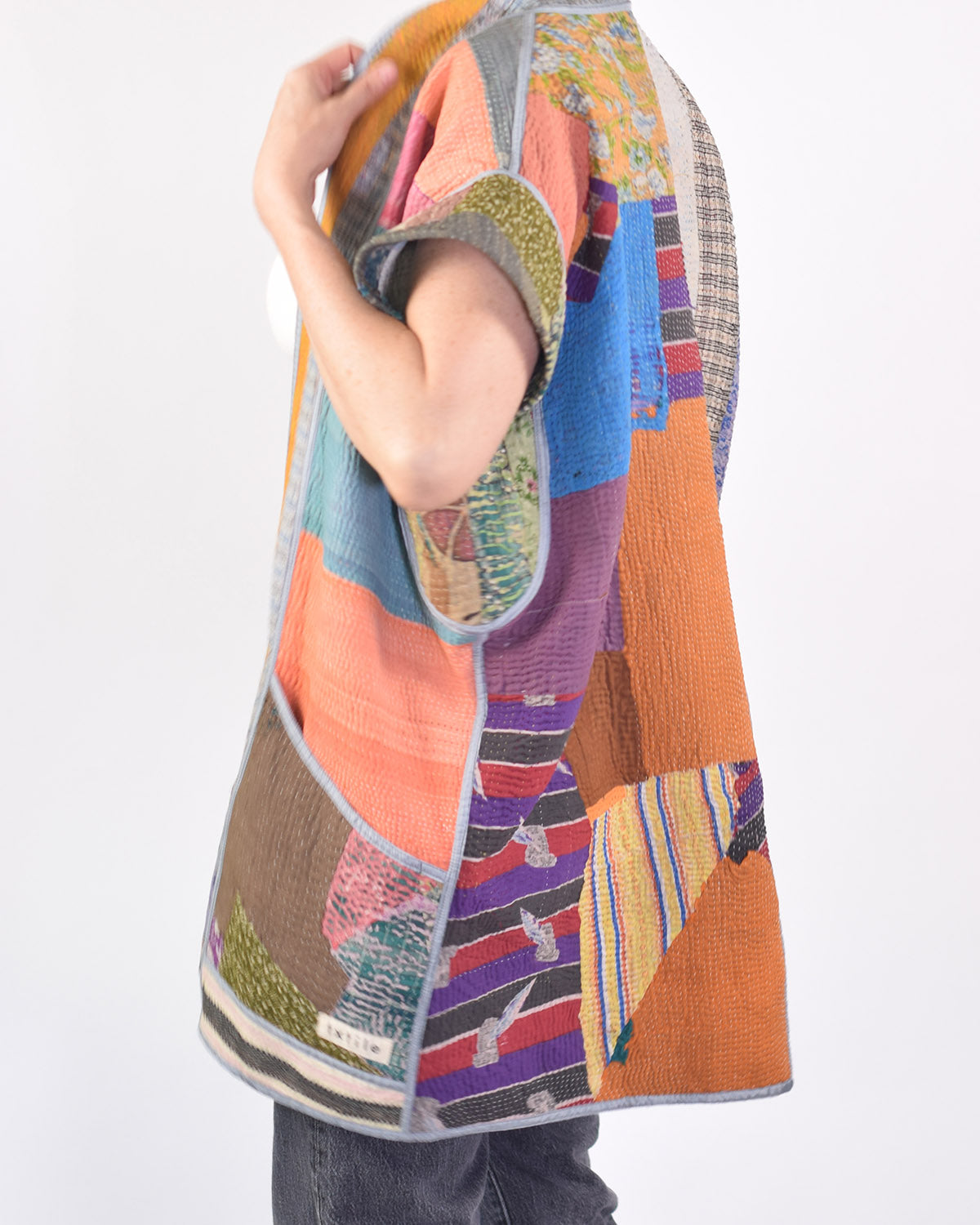Maddie Cape - Reversible Jacket/Vest - Repurposed Kantha Quilts - 06 image 2