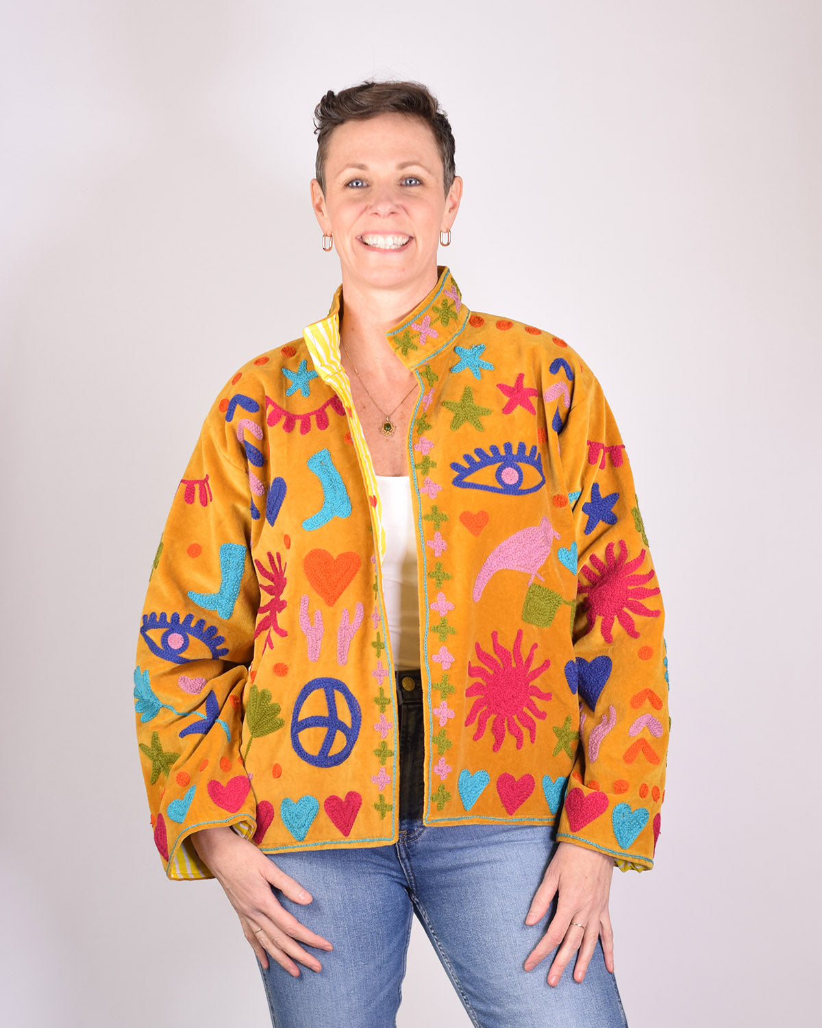 Good Vibes Embroidered Velvet Jacket - 02 image 0