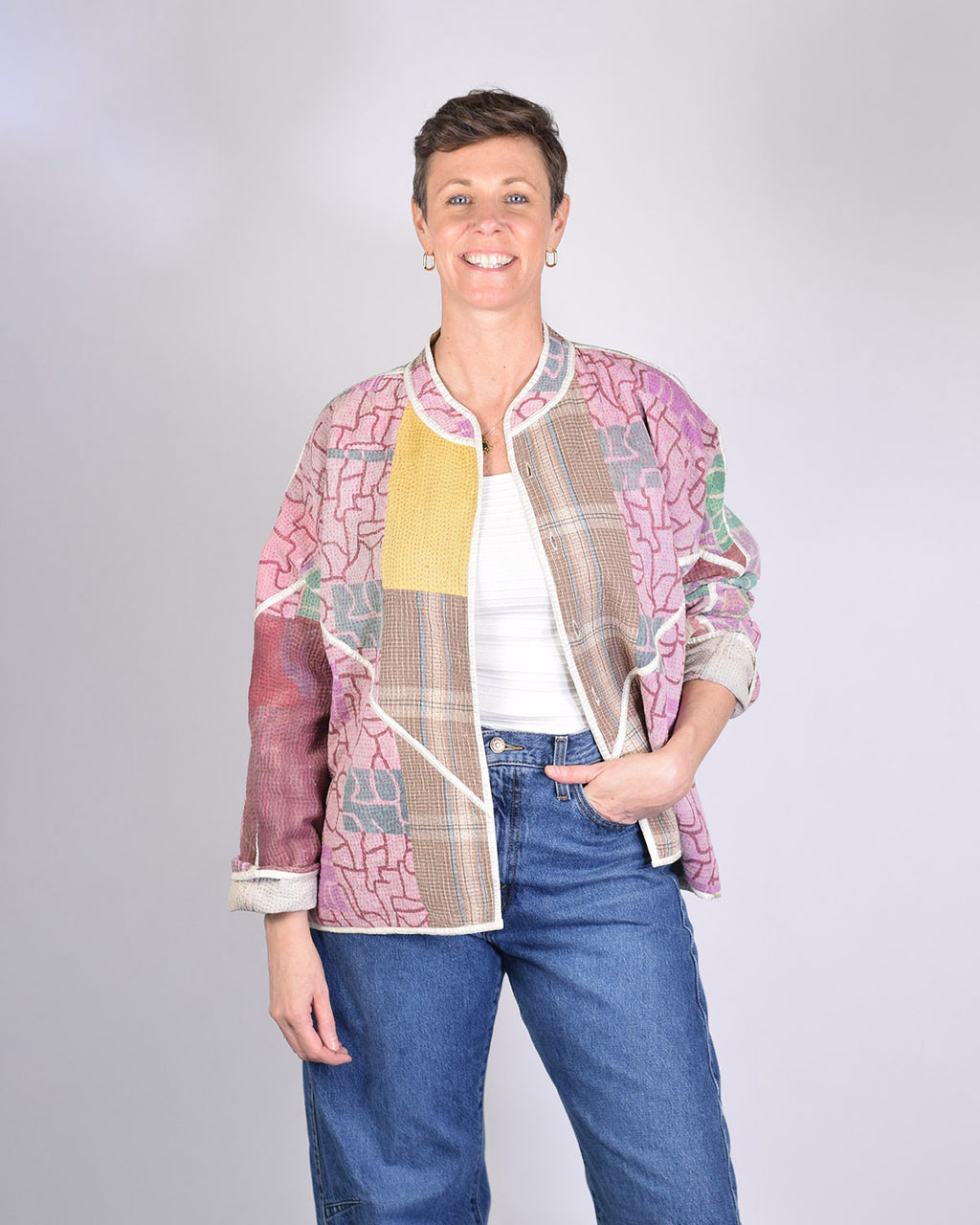 Charlie Quilted Reversible Patchwork Kantha Jacket - 08 image 4