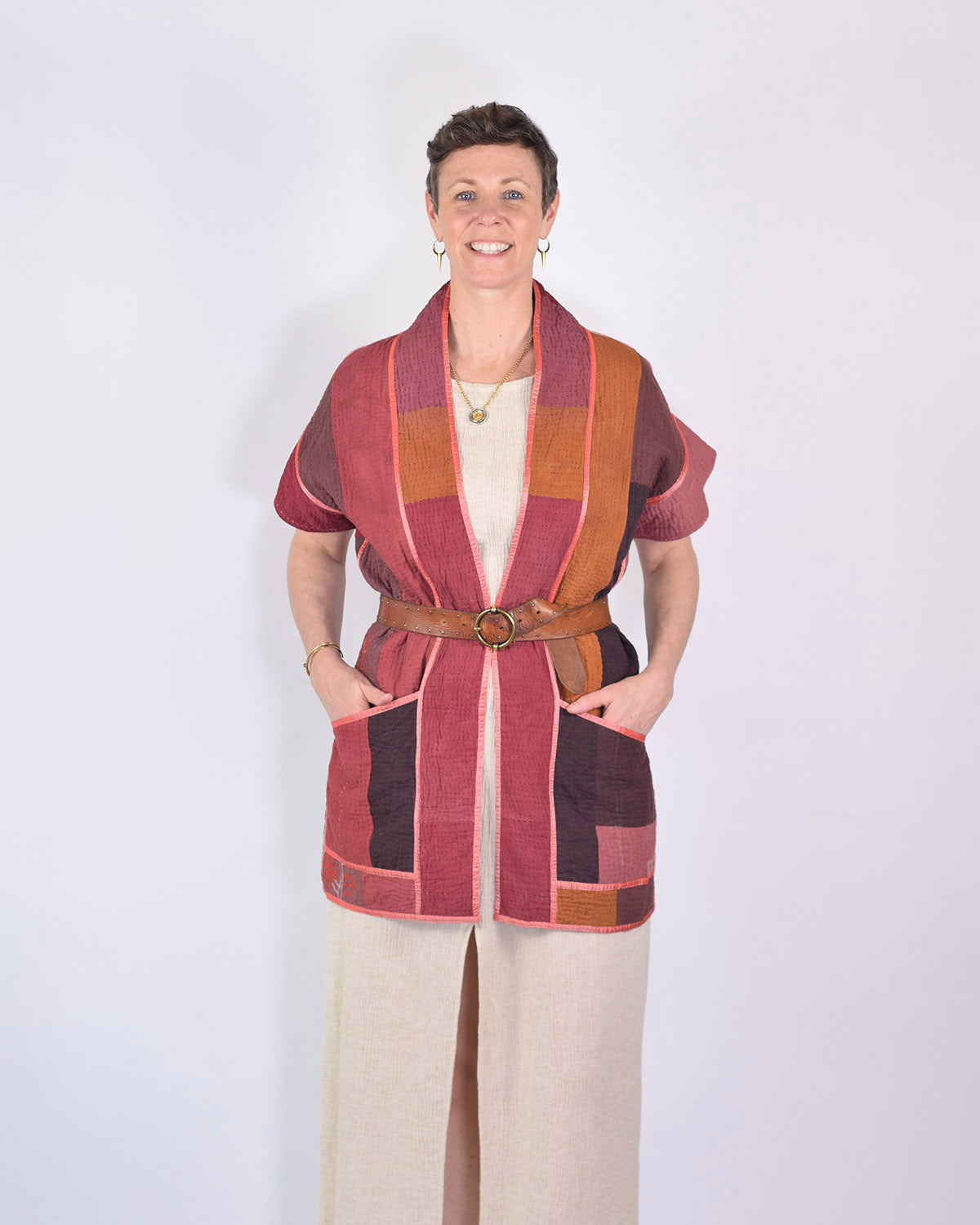 Maddie Cape - Reversible Jacket/Vest - Repurposed Kantha Quilts -04 image 4