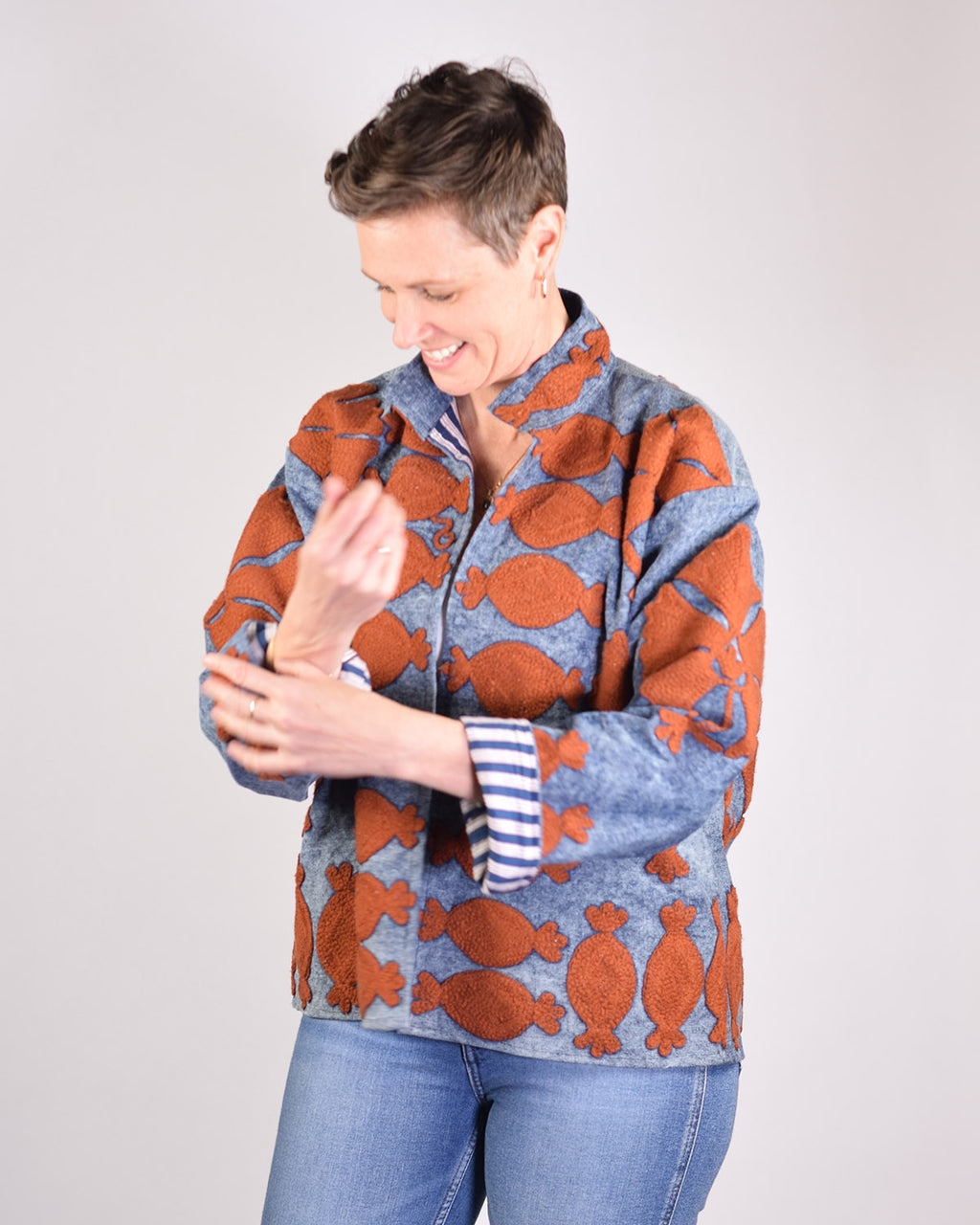 Denim Suzani Embroidered Jacket - 02 image 5