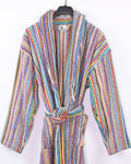 Organic Turkish Cotton Plush Terry Cloth Robe - Rainbow Missoni Stripes image 0