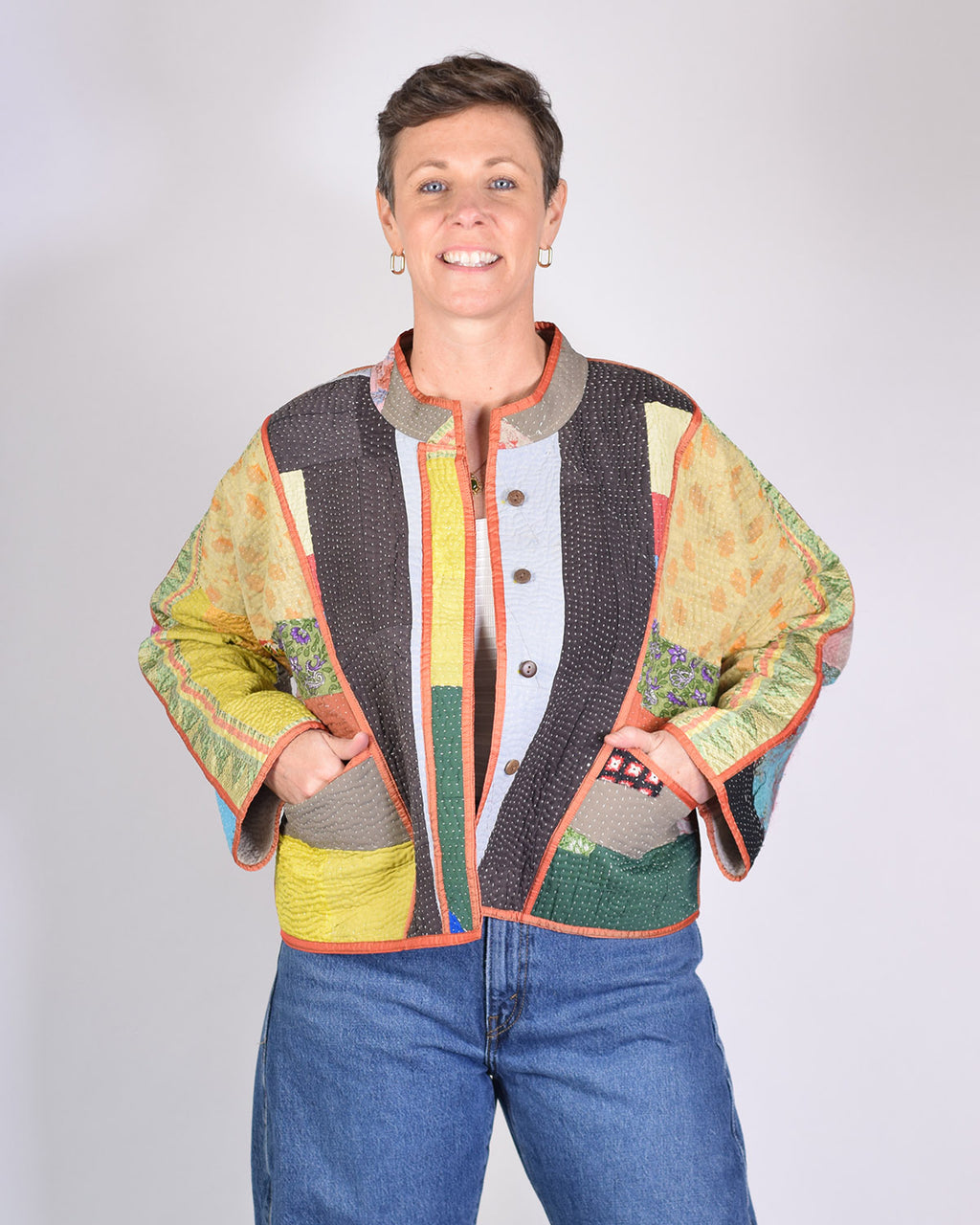 Sofie Quilted Reversible Patchwork Kantha Jacket - 09 image 0