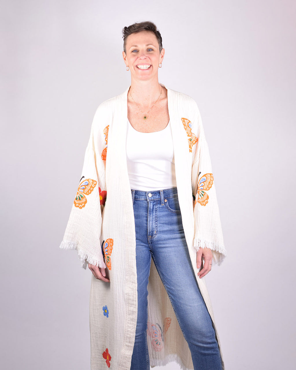 Luxury Turkish Cotton Kimono/Robe - Butterfly Garden image 3