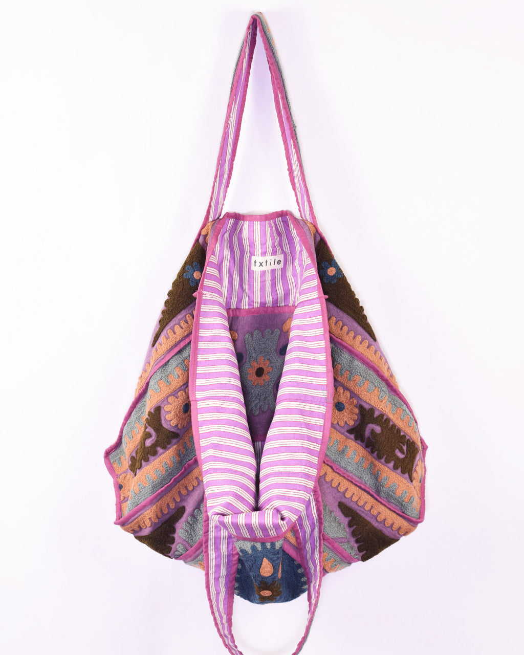 Canvas Suzani Embroidered Oversized Tote Bag - 05 image 1