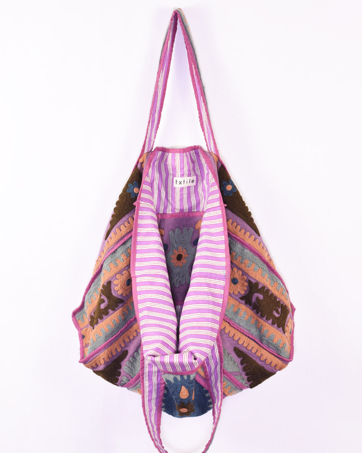 Canvas Suzani Embroidered Oversized Tote Bag - 05 image 1