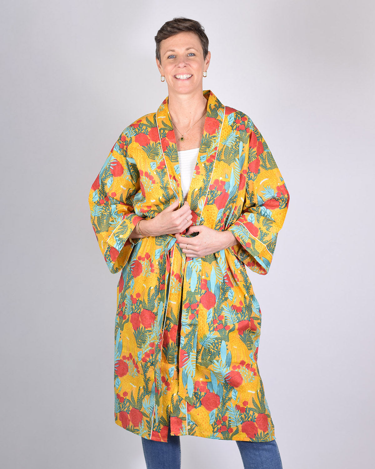 Lightweight Cotton Robe / Kimono - Morning Jungle image 5