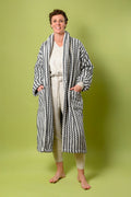Organic Turkish Cotton Plush Terry Cloth Robe - Wavy Grey image 0