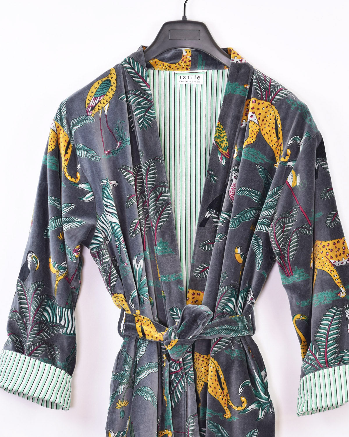 Plush Velvet Unisex Robe - Midnight Safari image 2
