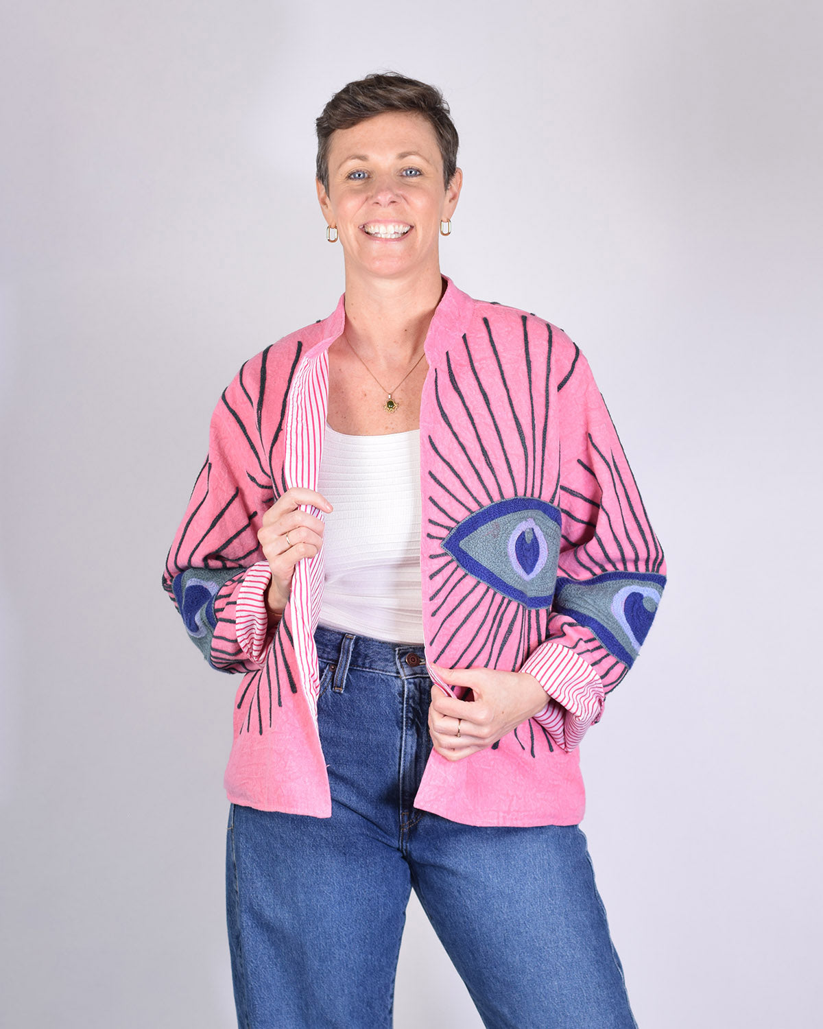Lightweight Evil Eye Canvas Embroidered Jacket - 11 image 2