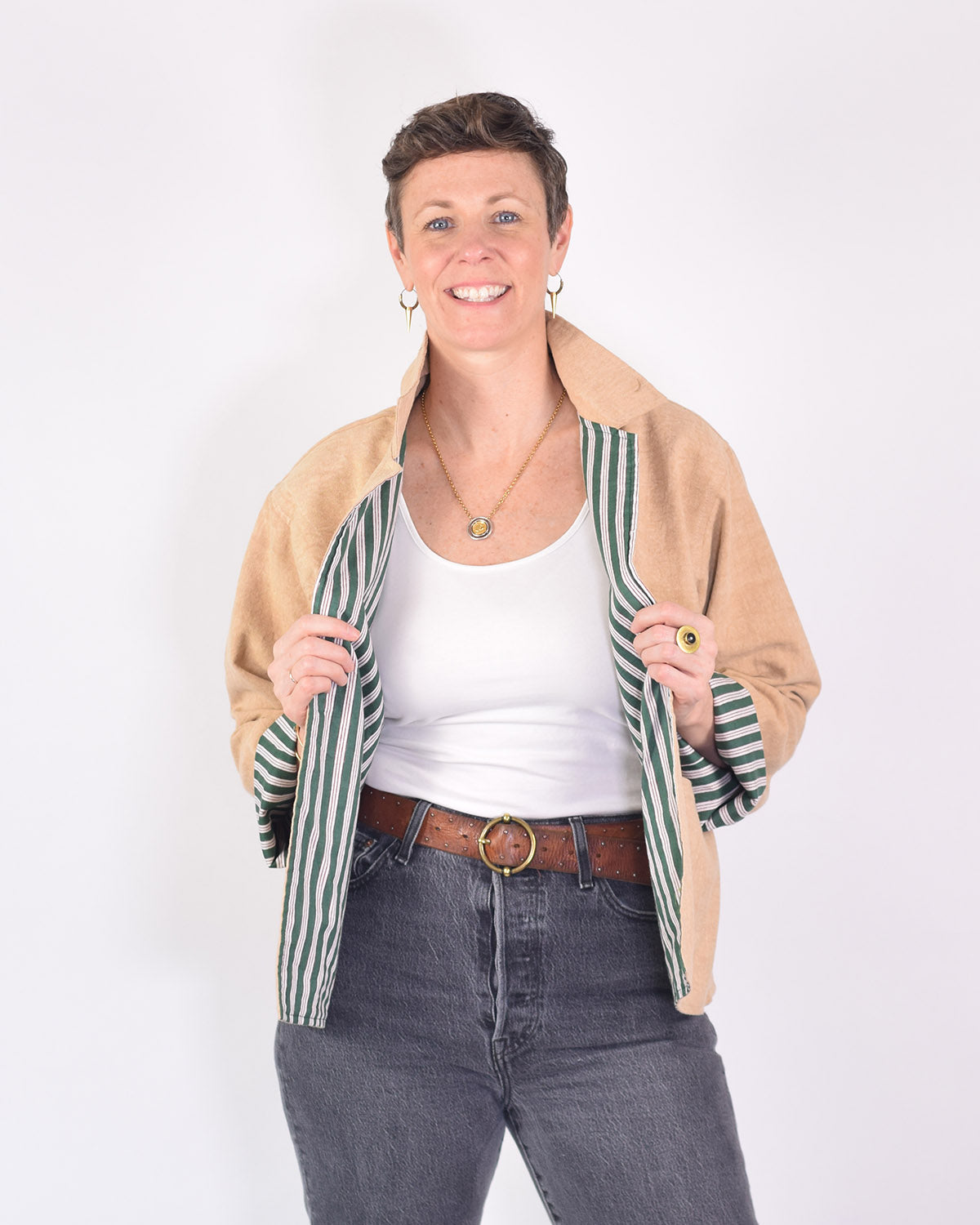 Lightweight "Eat Your Greens" Canvas Embroidered Jacket - Cream image 2