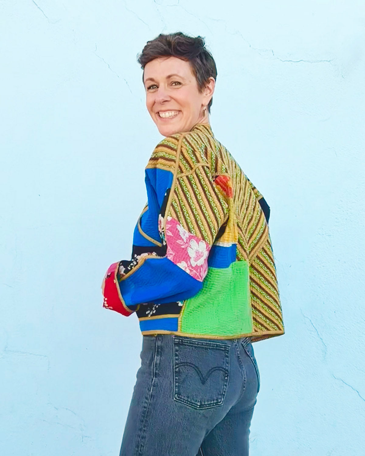Sofie Quilted Reversible Patchwork Kantha Jacket -14 image 0