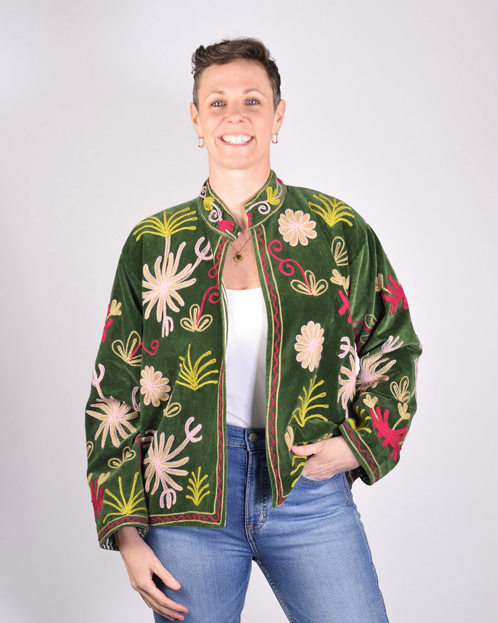 Leopard Jungle Embroidered Velvet Jacket - 06 image 1