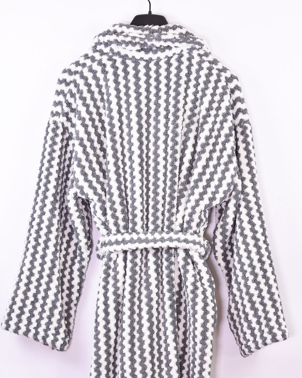 Organic Turkish Cotton Plush Terry Cloth Robe - Wavy Grey image 5