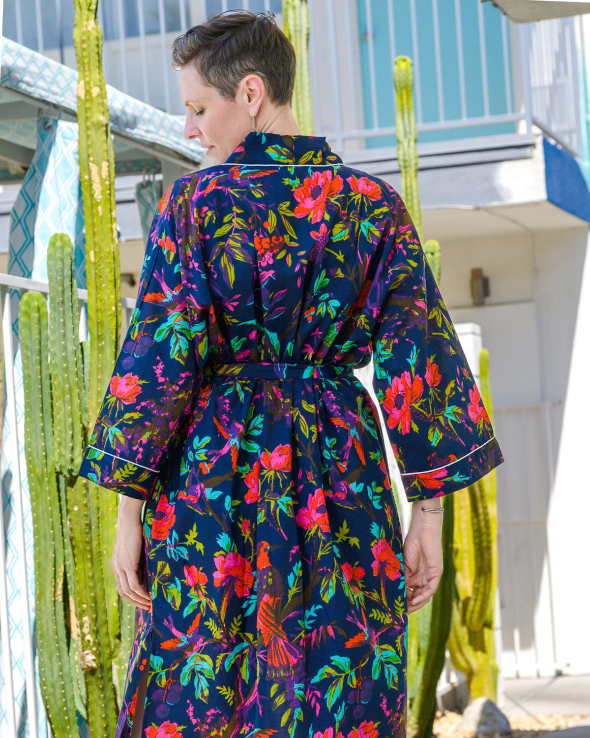 Lightweight Cotton Robe / Kimono - Midnight Rainforest image 0