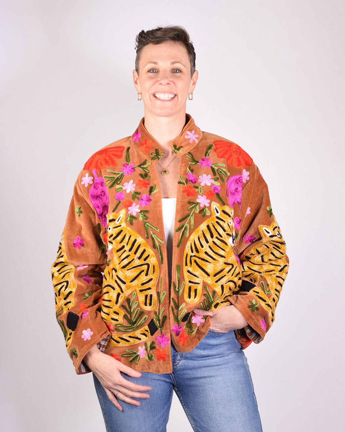 Tiger Tribe Embroidered Velvet Jacket - 03 image 3