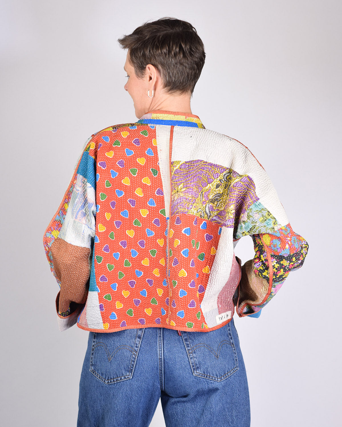 Sofie Cropped Quilted Reversible Patchwork Kantha Jacket - 05 – Txtile