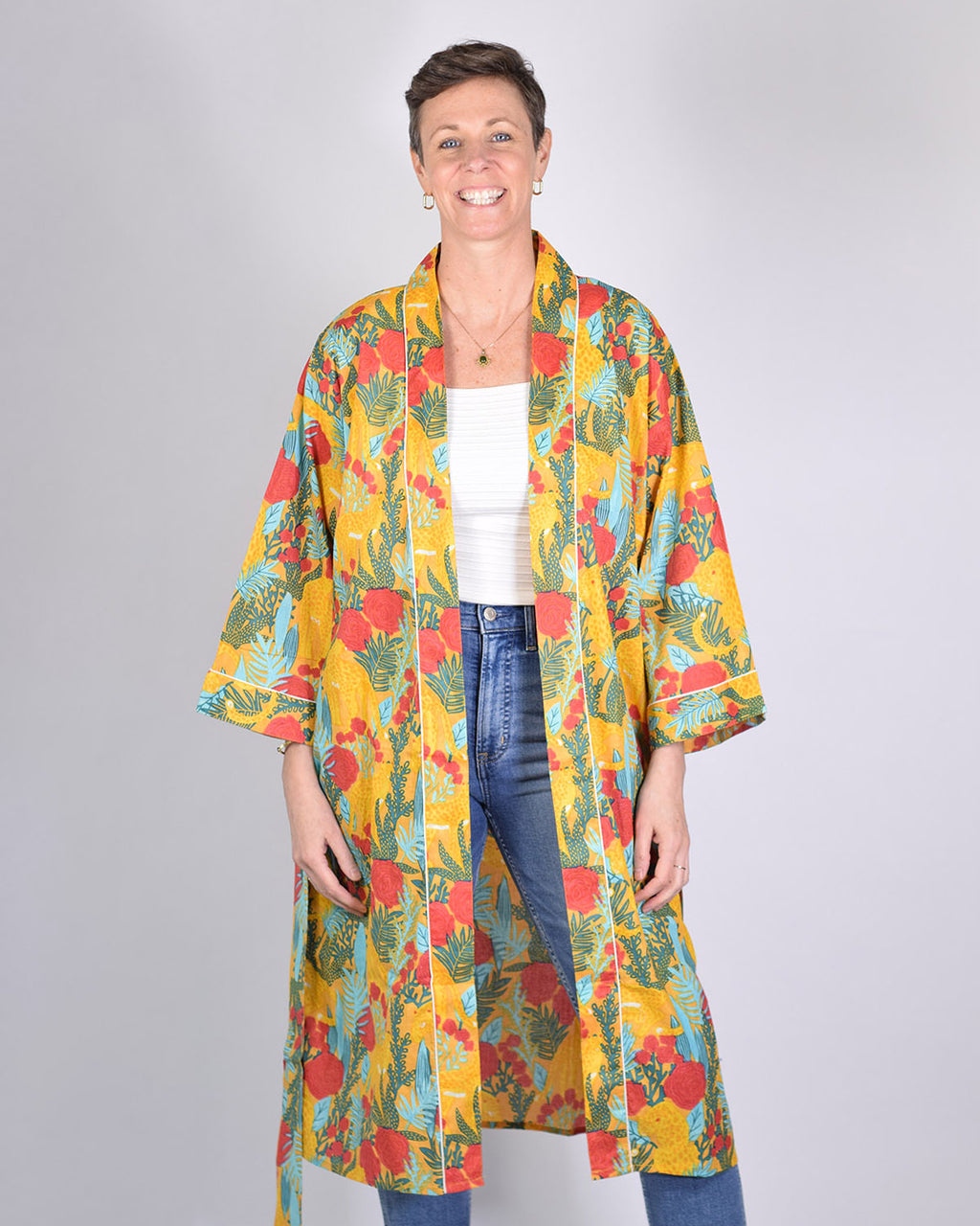 Lightweight Cotton Robe / Kimono - Morning Jungle image 7