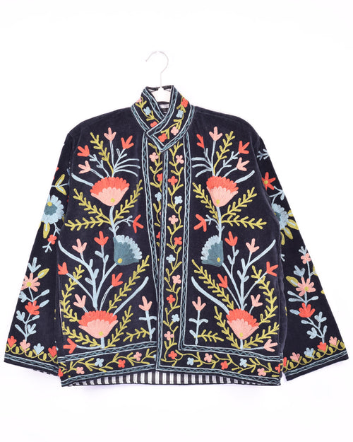 Boho Blooms Embroidered Velvet Jacket - 01 image 0