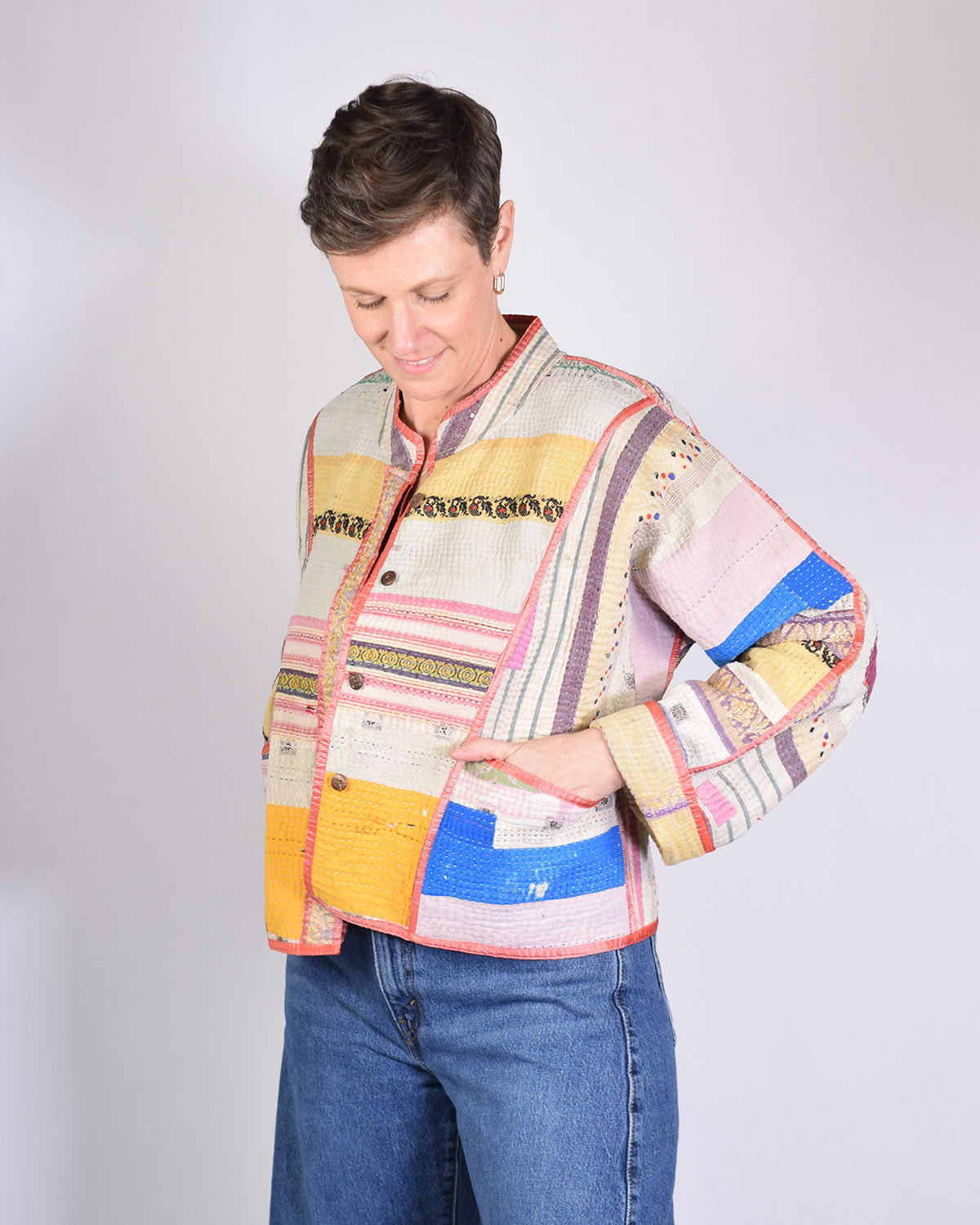 Sofie Quilted Reversible Patchwork Kantha Jacket -12 image 0