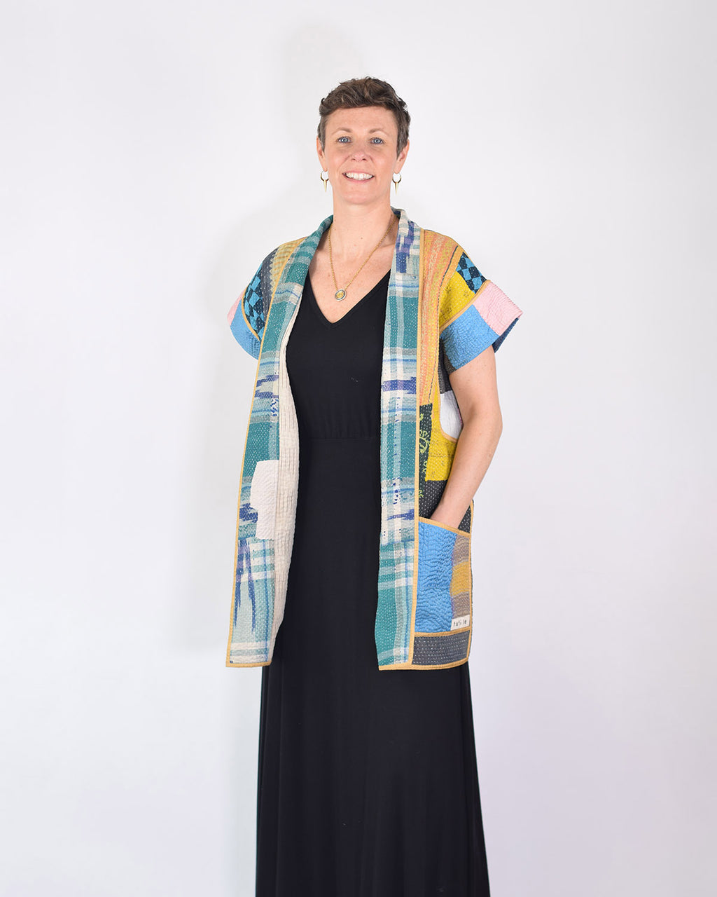 Maddie Cape - Reversible Jacket/Vest - Repurposed Kantha Quilts -02 image 14