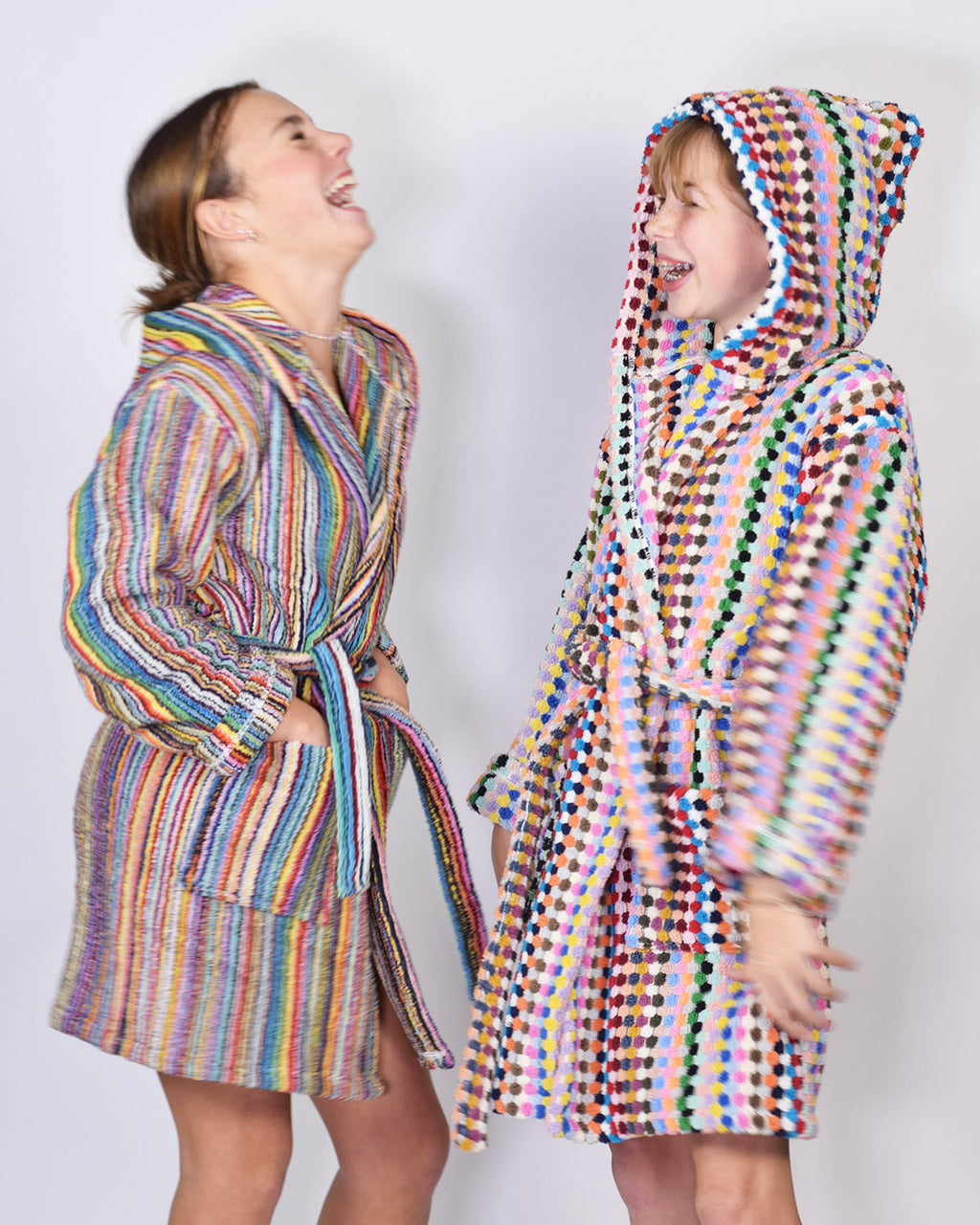 KIDS Organic Turkish Cotton Plush Terry Cloth Robe - Rainbow Missoni Stripes image 5
