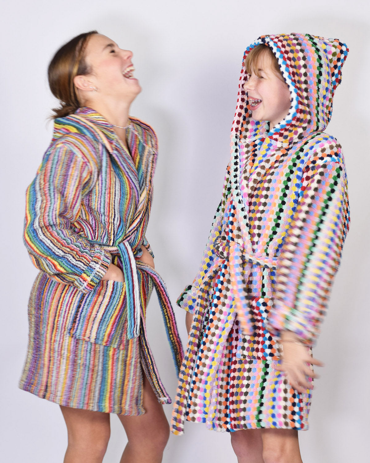 KIDS Organic Turkish Cotton Plush Terry Cloth Robe - Rainbow Missoni Stripes image 5