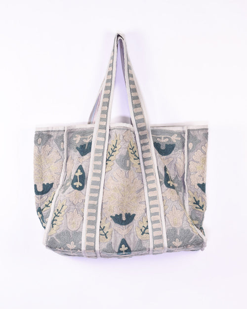 Canvas Suzani Embroidered Oversized Tote Bag - 17 image 1