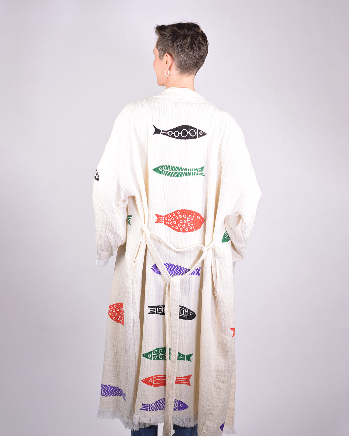 Luxury Turkish Cotton Kimono/Robe - Fish Party image 2