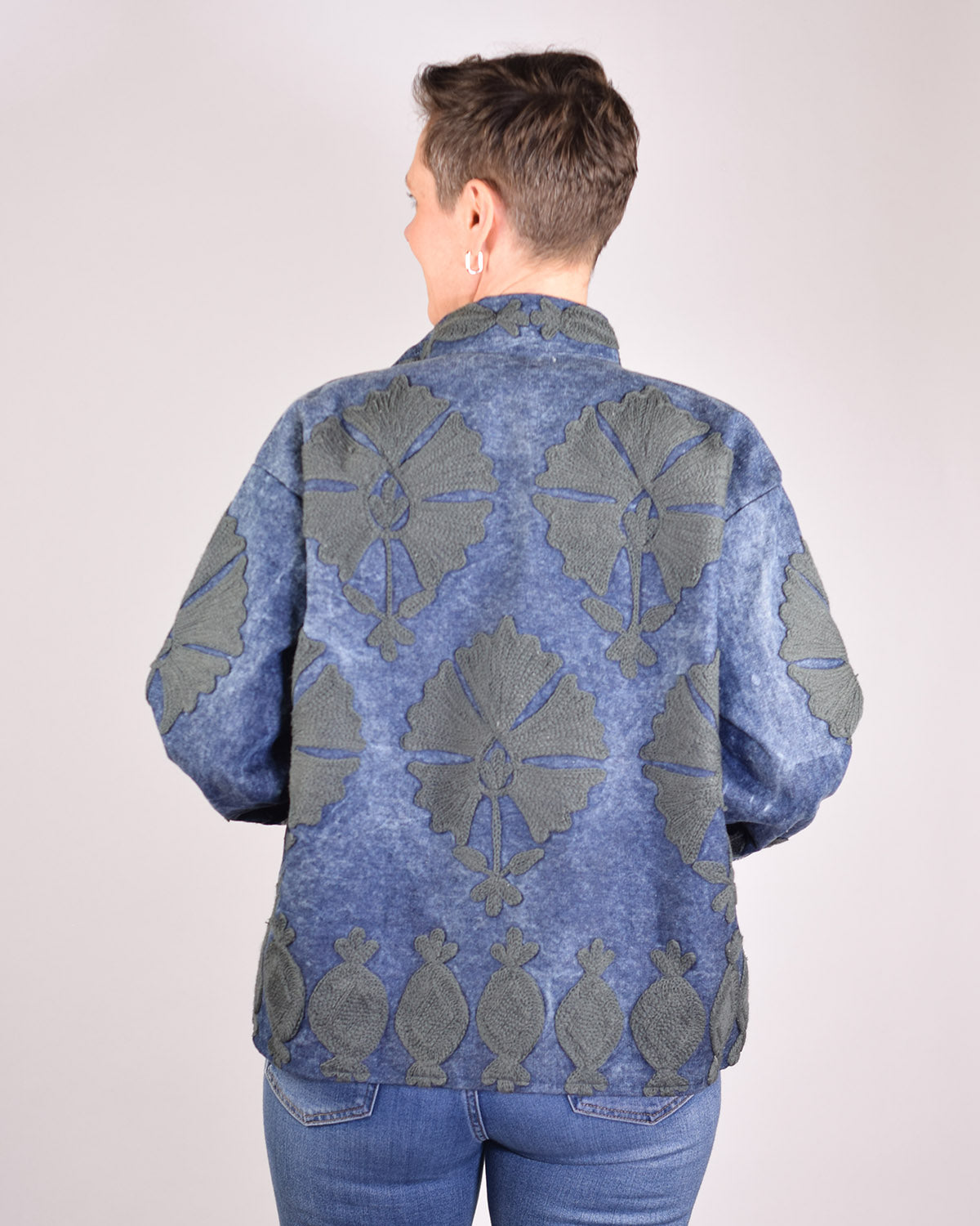 Denim Suzani Embroidered Jacket - 01 image 1