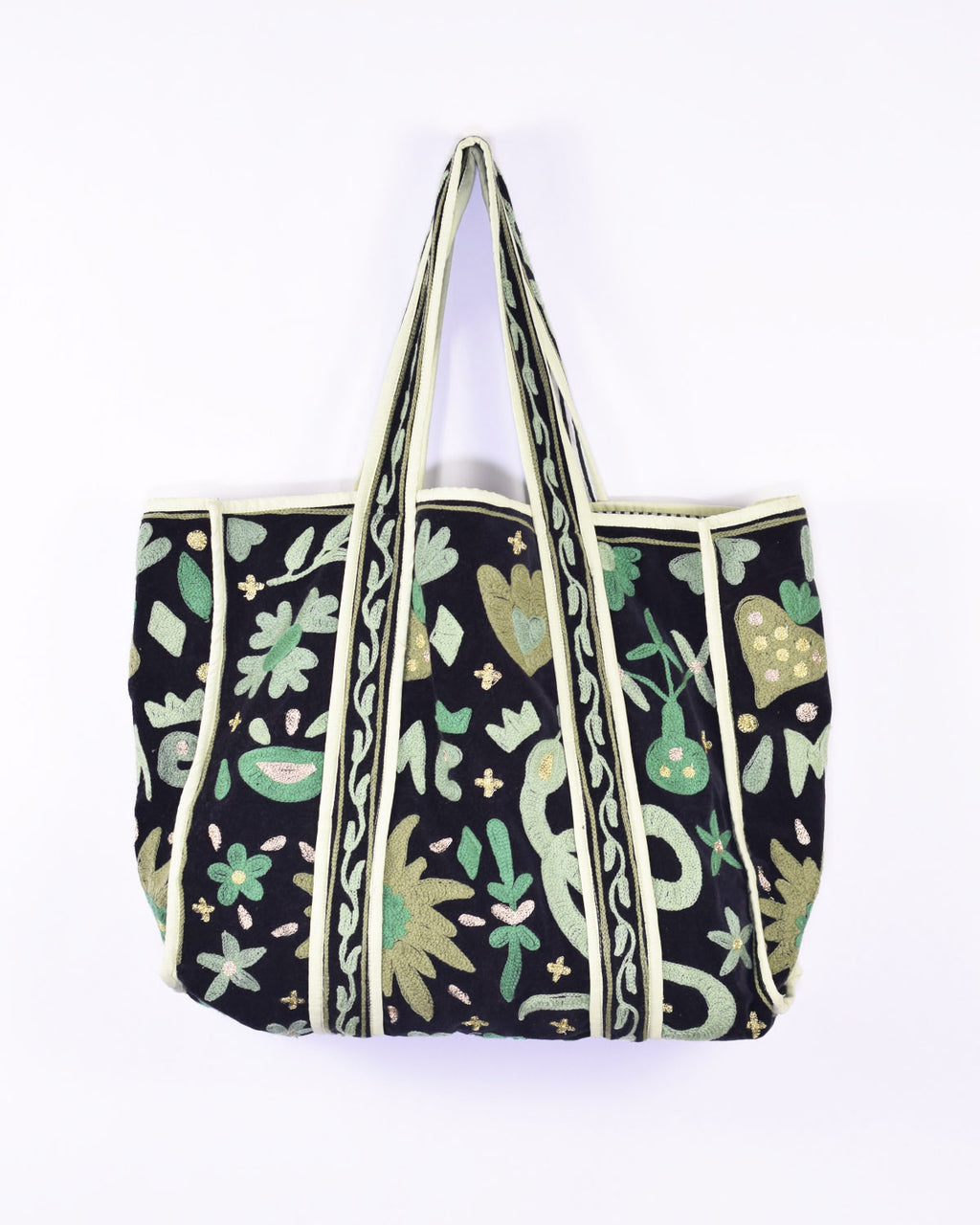 Velvet Suzani Embroidered Oversized Tote Bag - 05 image 0