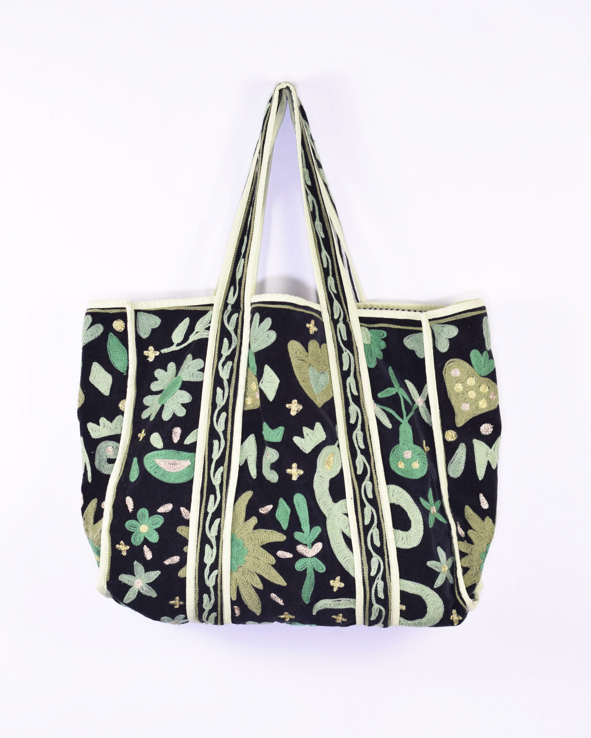 Velvet Suzani Embroidered Oversized Tote Bag - 05 image 0