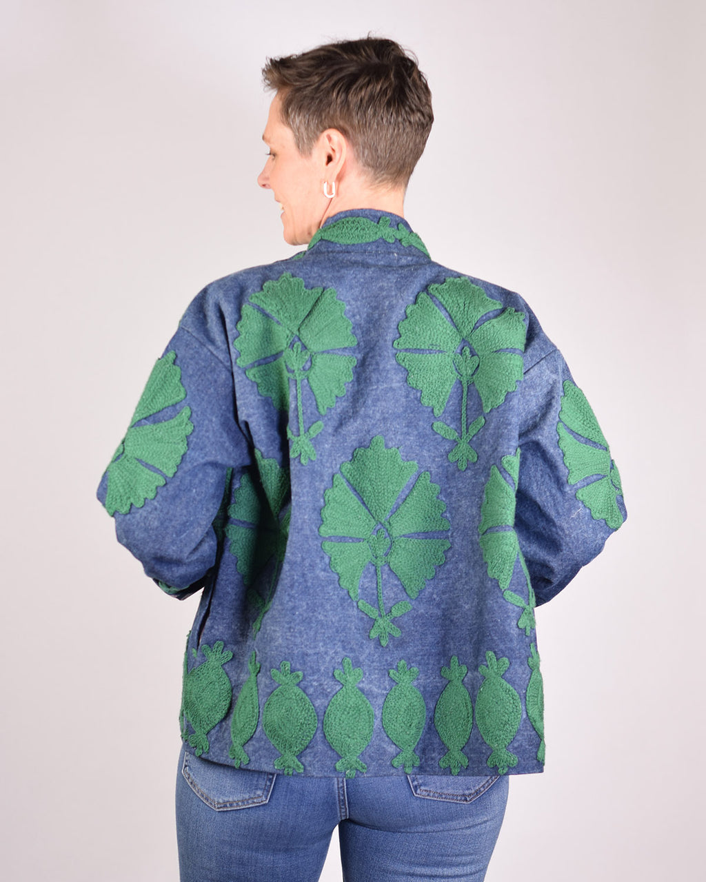 Denim Suzani Embroidered Jacket - 06 image 1