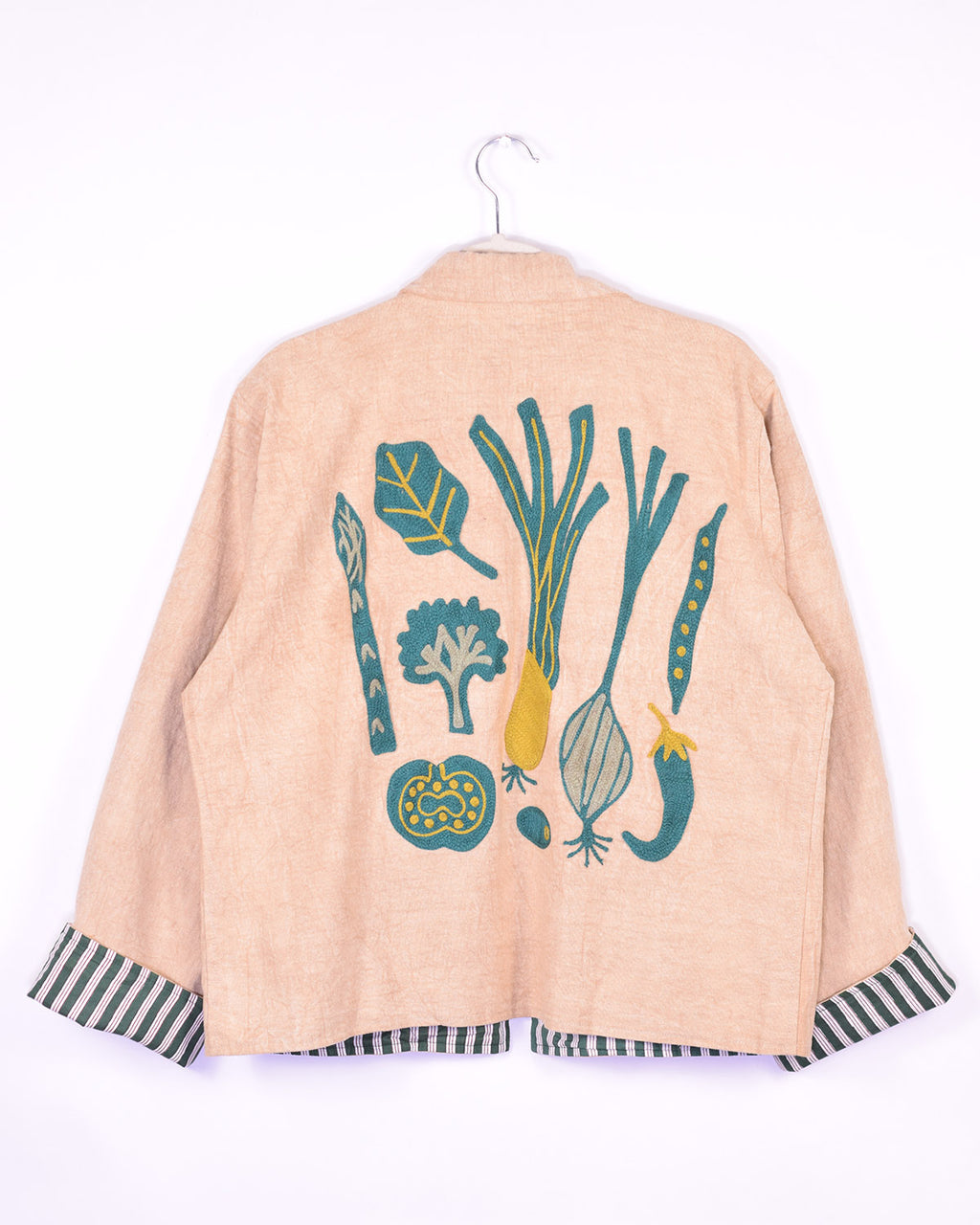Lightweight "Eat Your Greens" Canvas Embroidered Jacket - Cream image 4