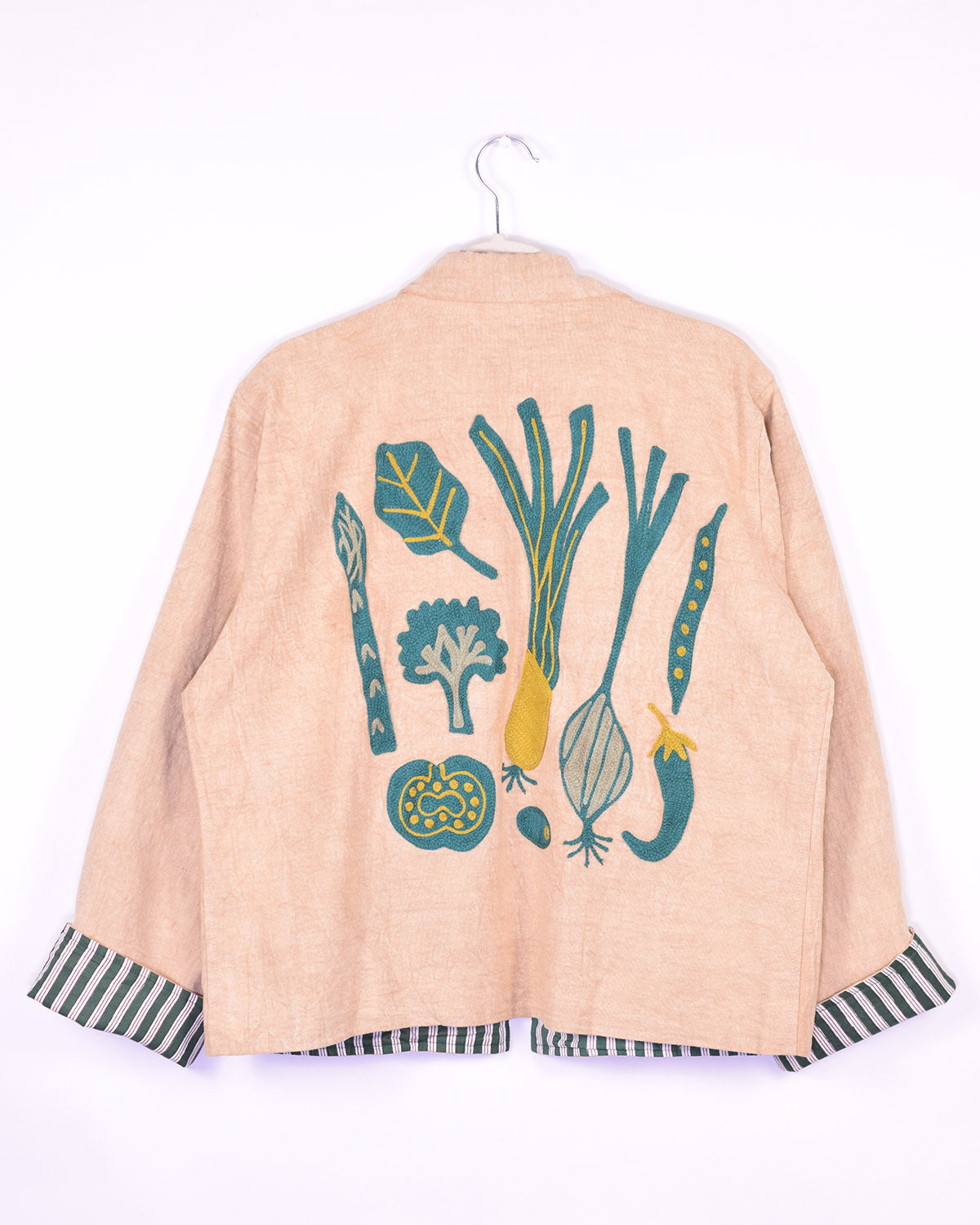 Lightweight "Eat Your Greens" Canvas Embroidered Jacket - Cream image 4