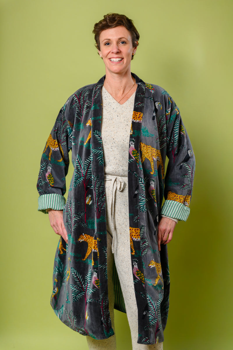 Plush Velvet Unisex Robe - Midnight Safari image 1