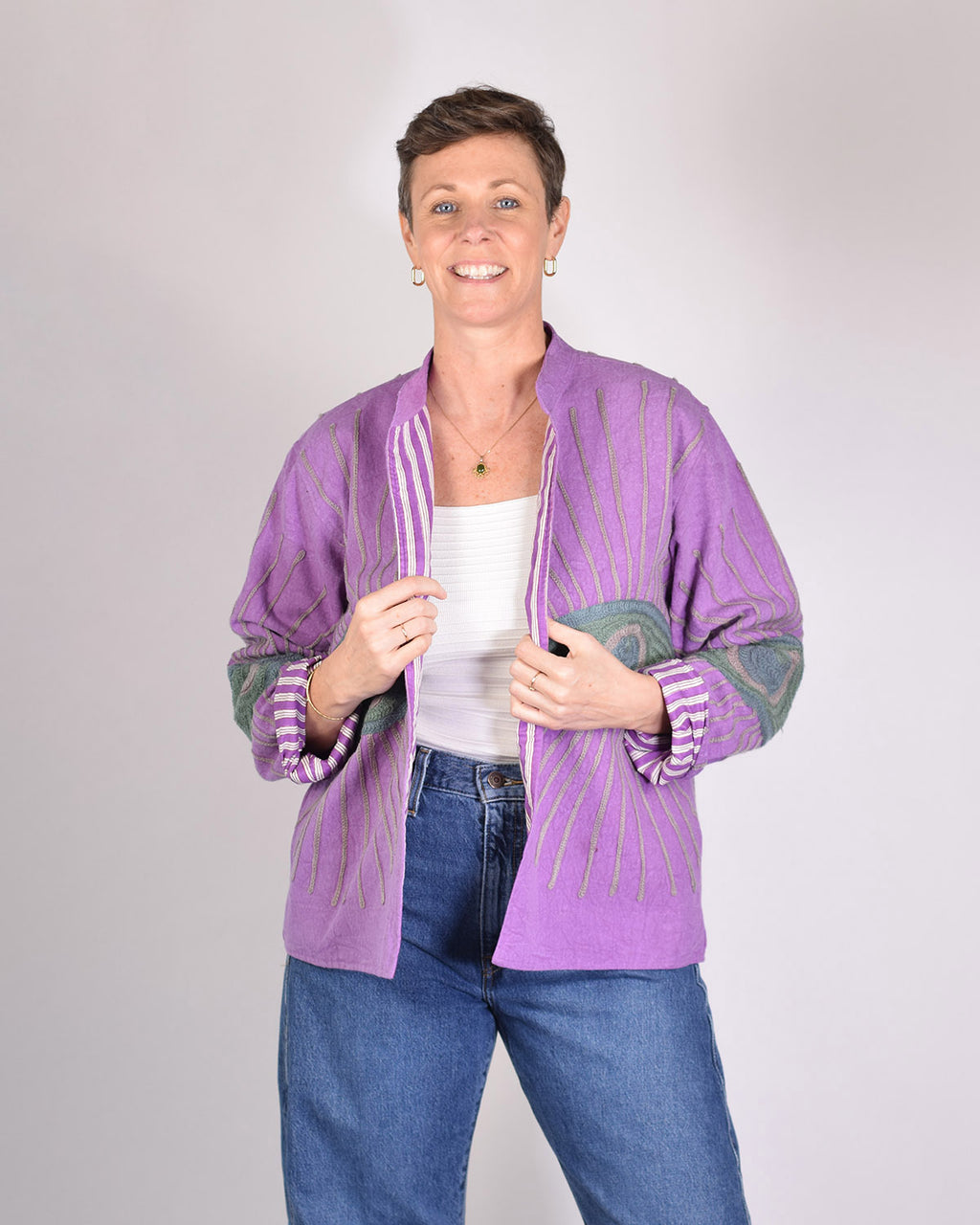 Lightweight Evil Eye Canvas Embroidered Jacket - 06 image 2